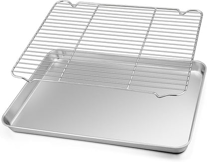 TeamFar Baking Sheet with Rack Set, Stainless Steel Baking Pan Cookie Sheet