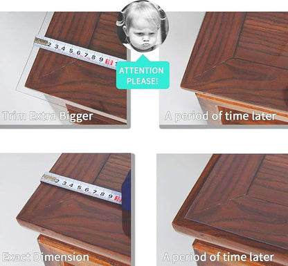 NECAUX Custom 23.6 x 43.4 Inch Clear Table Cover Protector, 1.5mm Thick Plastic Scratch Resistent Heavy Duty Desk Pad Mat Non-Slip Tablecloth Protector for Coffee Table, Sofa Table, Media Stand