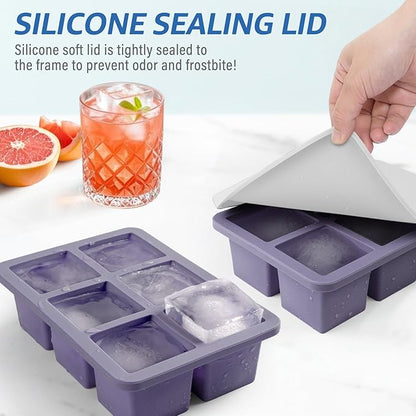 mossime Silicone Ice Cube Tray: 2pack Square Whiskey Large Ice Cube Molds