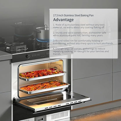 Stainless Steel Baking Sheet Set of 2-16" x 12" x 1" Heavy Duty Cookie Sheets