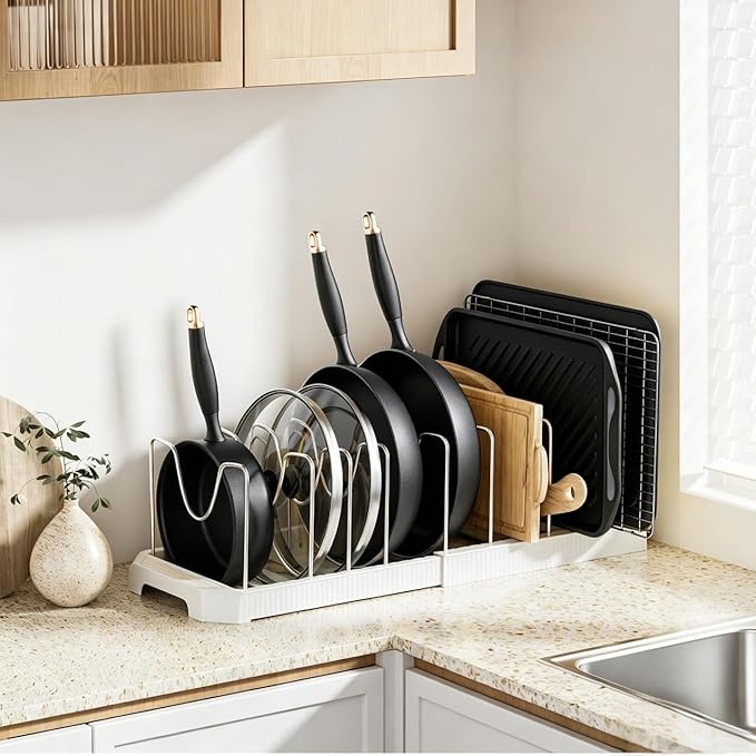 MUDEELA Pots and Pans Organizer under Cabinet, Pot Rack