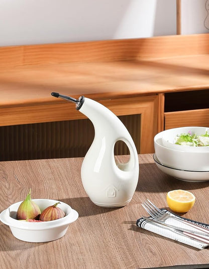 Sweejar Ceramic Olive Oil Dispenser Bottle, 24 Oz Opaque Cruet Protects EVOO
