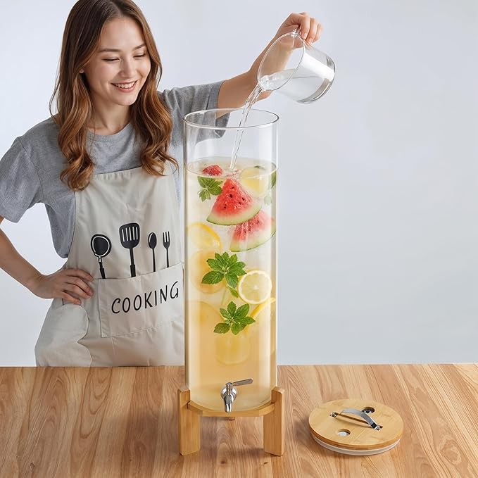 Beverage Dispenser, 3.5 Gallon Glass Drink Dispenser