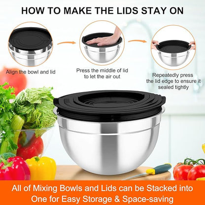 TeamFar Mixing Bowls with Airtight Lids,