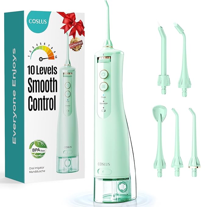 COSLUS Portable Water Flosser for Teeth: 10 Pressure Settings Professional