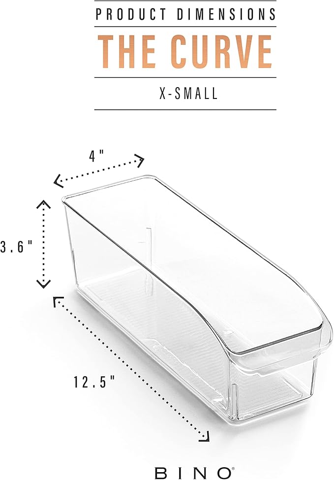 BINO | Plastic Storage Bins, Small | THE CURVE COLLECTION | Multi-Use Organizer Bins | Storage Containers Kitchen, Pantry and Home Organization | Fridge Organizers | Pantry Organization and Storage