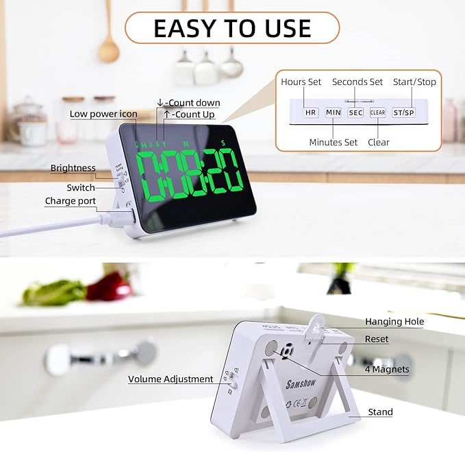 Rechargeable Digital Kitchen Timer