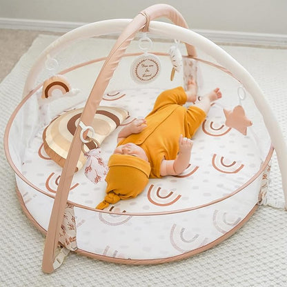 Crisschirs 6-in-1 XL Large Baby Gym & Ball Pit, Play Mat & Play Gym, Combination Baby Activity Gym with Milestone Cards for Sensory Exploration and Motor Skill Development, Balls are not Included