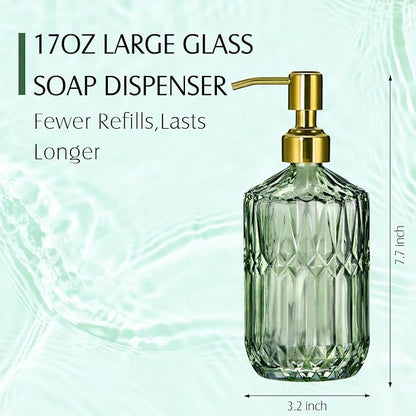 COHOSEGE 17 Oz Green Glass Kitchen Soap Dispenser