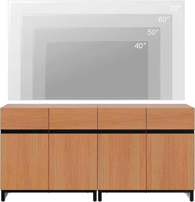 WAMPAT Modern TV Stand for TVs up to 70 inch, 2 in 1 Entertainment Center TV