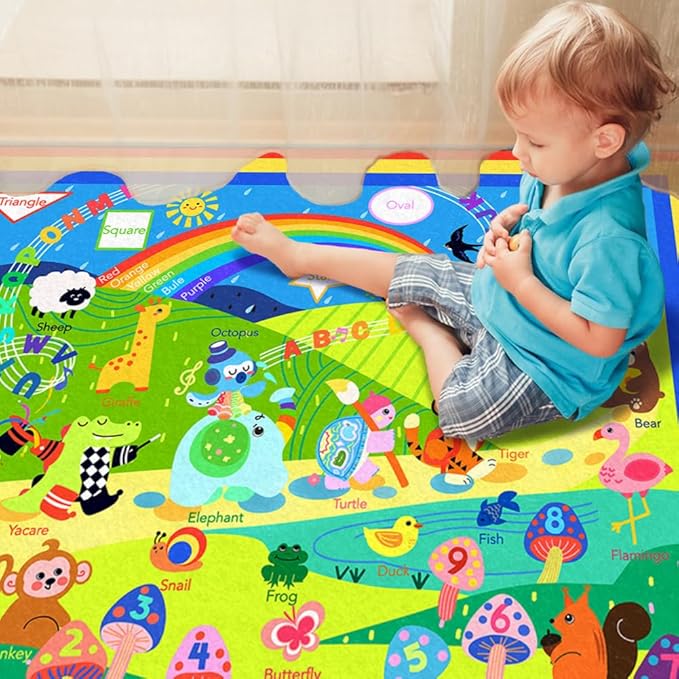 Baby Play Mat 79" X 58",Extra Large Baby Mat for Floor,Soft Plush Cushion Baby Crawling Mat,Foldable Foam ABC Playmats for Babies and Toddlers,Thicken Baby Playpen Mat Activity Mat Baby Rug