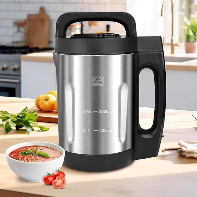 Homtone Soup Maker 2L, Makes 2-6 Servings, 6-in-1 Multifunctional Smooth and