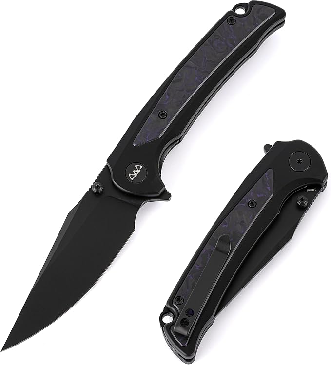 EDC Pocket Knife, 3.6" 14C28N Aluminium With Steel Inlay Handle, Folding Knife for Camping Hiking Hunting Outdoor