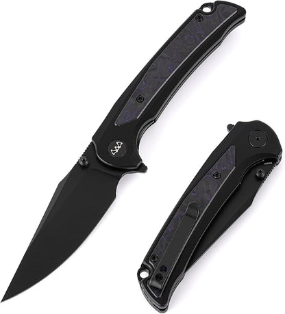 EDC Pocket Knife, 3.6" 14C28N Aluminium With Steel Inlay Handle, Folding Knife for Camping Hiking Hunting Outdoor