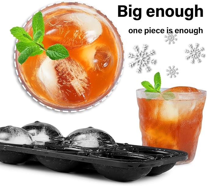 Silicone Large Ice Cube Tray, 6 Big Football Ice Cube Trays