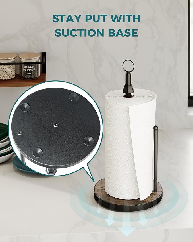 OROPY One-Hand Tear Paper Towel Holder Countertop, Farmhouse Wood Paper Towel