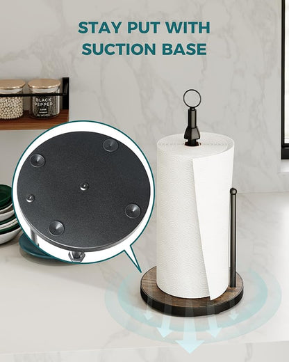OROPY One-Hand Tear Paper Towel Holder Countertop, Farmhouse Wood Paper Towel