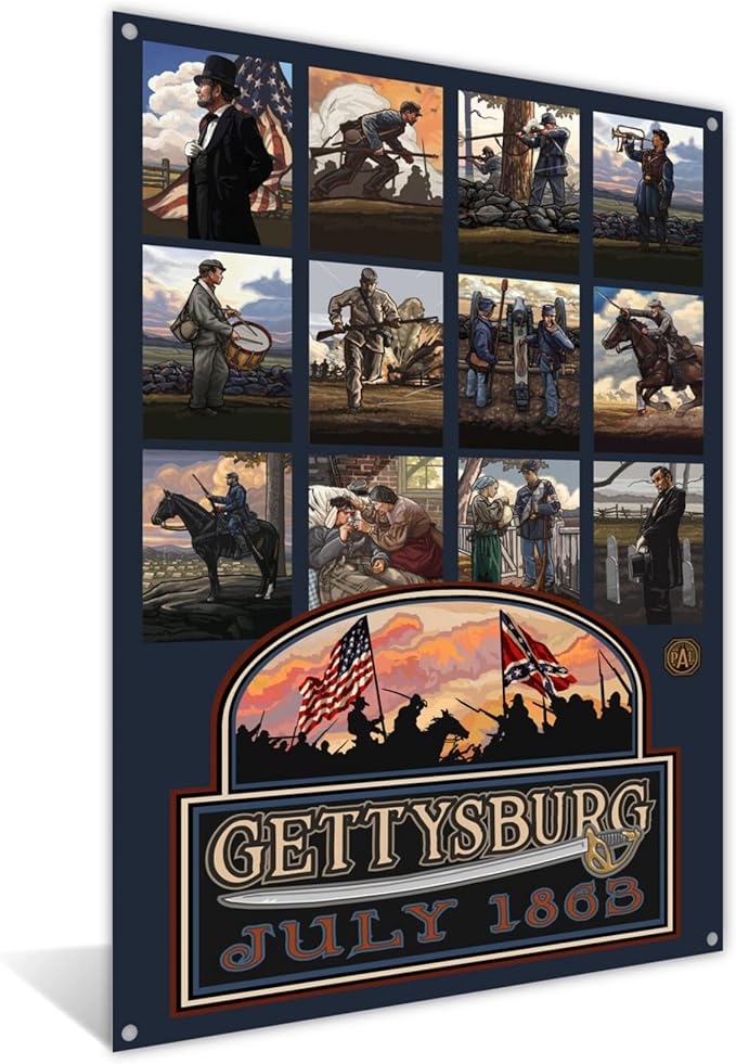 Gettysburg Civil War Collage Metal Art Print from Travel Artwork by Artist Paul A. Lanquist 8.5" x 11.5"