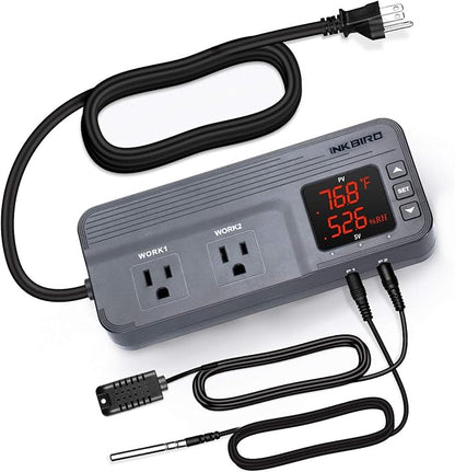 Inkbird Temperature and Humidity Controller ITC-608T Pre-Wired Dual Stage