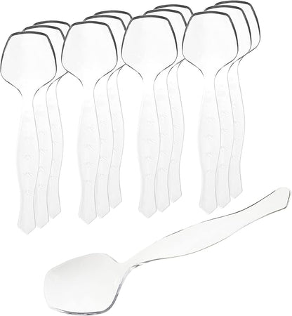 PARTY BARGAINS Disposable Clear Plastic Serving Spoons 8.75″ – Heavy-Duty Clear