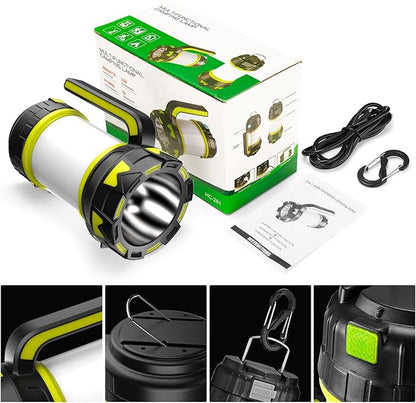 Rechargeable Flashlights Camping Lantern,6 Modes LED Bright Flashlight 3000mAh Battery, IPX4 Waterproof, Emergency Flashlight Lantern for Outdoorï¼?Hurricane, USB Cable Included-1 Flashlight