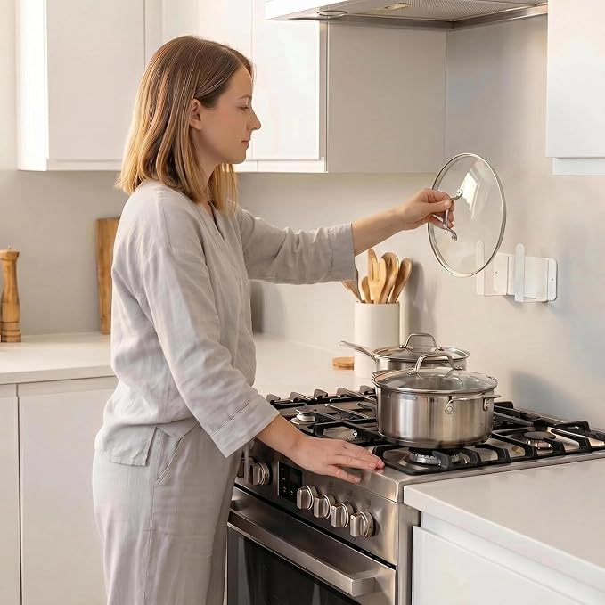 Pot Lid Rack, Wall Mounted 304 Stainless Steel Pan Lid Organizer Holder
