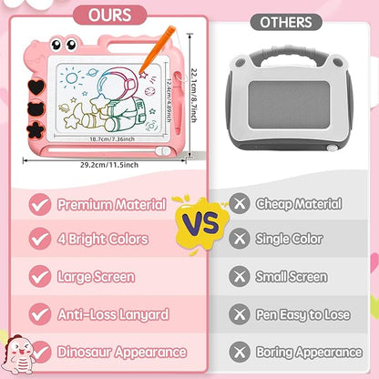 AiTuiTui Magnetic Drawing Board Toddler Toys with Legs for Girls Boys, Color Sketch Writing Scribble Doodle Pad Travel Games, Educational Learning Kids Toys for Toddlers Birthday (Pink)