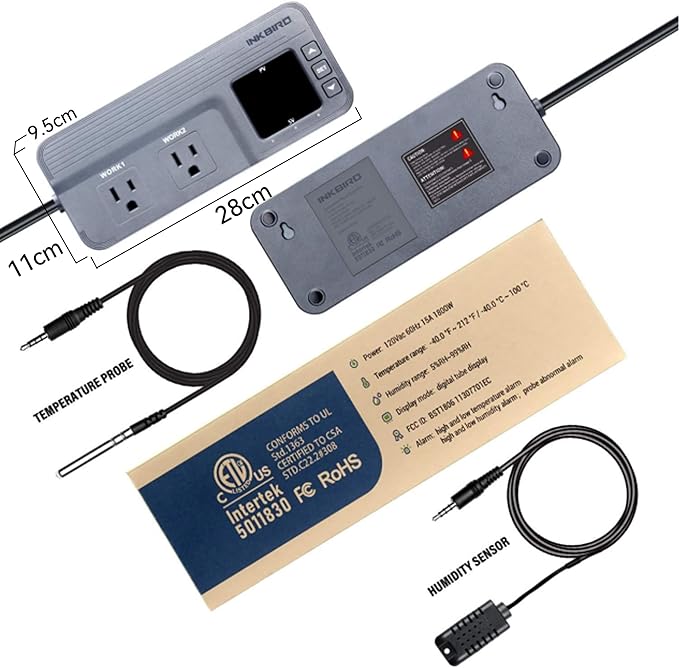 Inkbird Temperature and Humidity Controller ITC-608T Pre-Wired Dual Stage