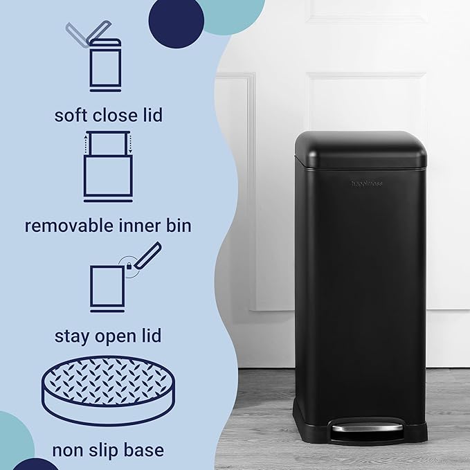 happimess HPM1007B Betty Retro 8-Gallon Step-Open Trash Can