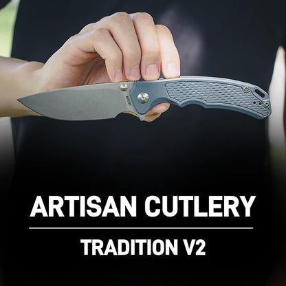 ARTISANCUTLERY Tradition V2 Pocket Knife, 3.58" S35VN Steel Blade with G10 Handle for Men Women(1702M Blue)