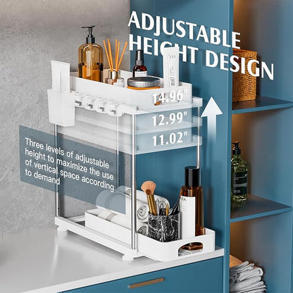 VERIFOST 2 Pack Under Sink Organizers and Storage, Double Sliding Kitchen
