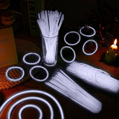 40 Pack 8??White Glow Sticks Bracelet Necklaces Bulk with 40 Connectors Neon Glow In The Dark Party favors Supplies for Holiday Birthday Party Decoration (White)