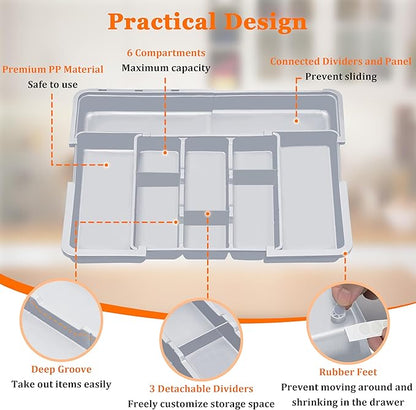 Spaclear Large Utensil Drawer Organizer Expandable Silverware Organizer