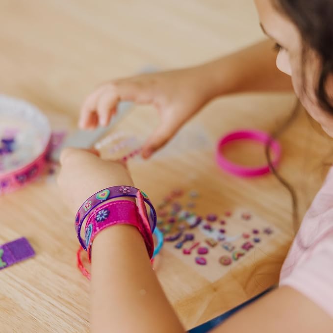 Melissa & Doug Design-Your-Own Bracelets with 100+ Sparkle Gem & Glitter Stickers, Kids Snap Bracelets, Stickers & Jewelry Crafts, Preschool Toys for Girls & Boys Ages 4+