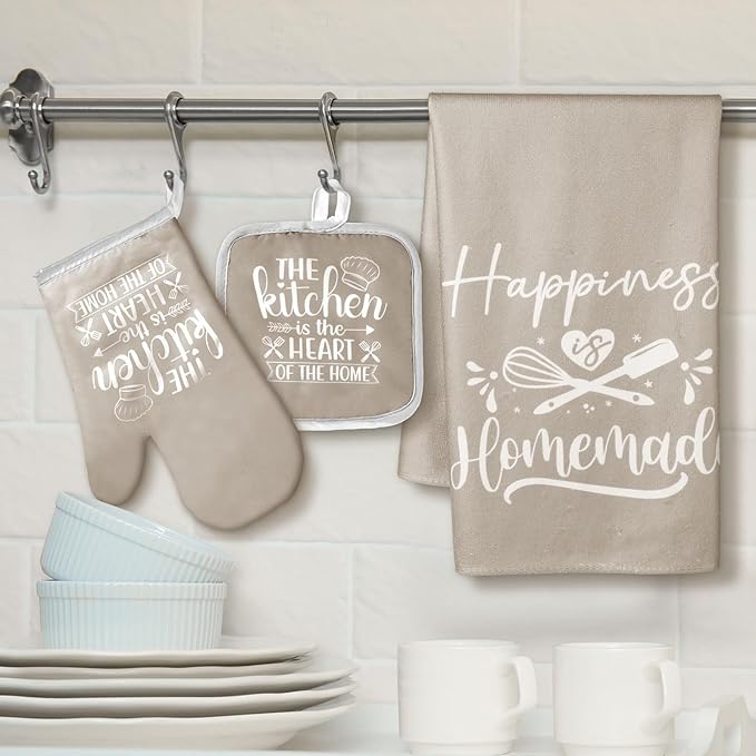 Sratte 6 Pcs Kitchen Decor Accessories Set Farmhouse Towels Pot Holders Oven