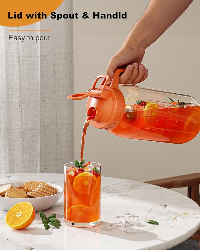 2 Pack Mason Jar Pitcher – Airtight & Leakproof Glass Pitcher