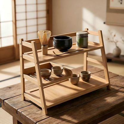 3 Tier Bamboo Matcha Station, coffee station organizer Shelf