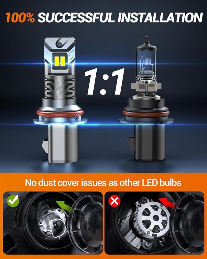 SEALIGHT 9007/HB5 Fog Bulb, 40,000LM Super Brighter,6500K Cool White 9007/HB5 Bulbs or Fog,3 Min Plug and Play Lights Combo, Headlight Eyebrows, Pack of 2