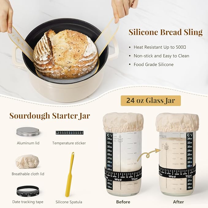 Sourdough Starter Kit, Banneton Bread Proofing Baskets Set, Sourdough Bread