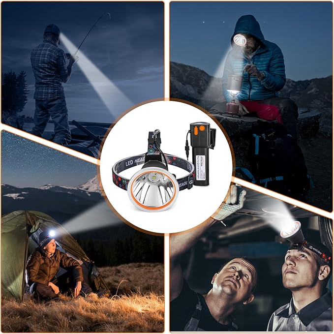 High Power Rechargeable Coon Hunting Lights ??Super Bright LED Waterproof Headlamp, Adjustable Beam Head Flashlight for Hunting, Fishing, Camping, Hiking, Outdoor Activities & Emergency Use