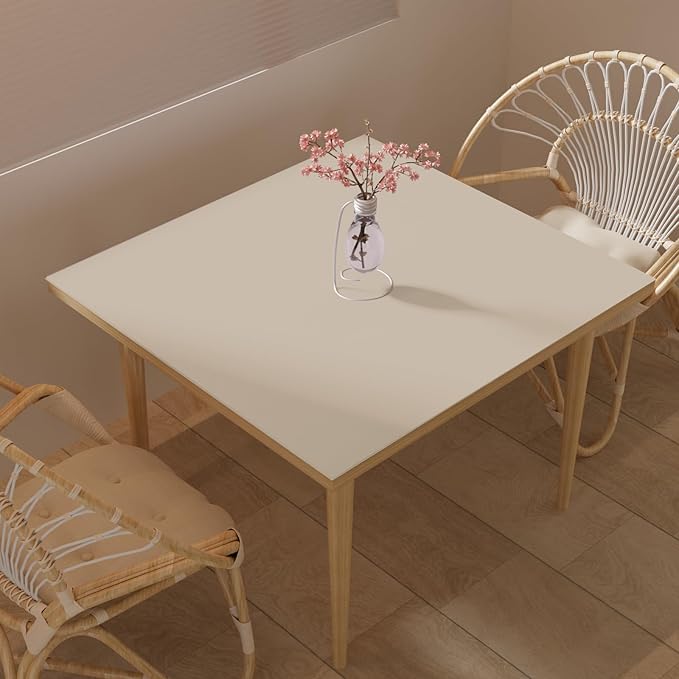 Leather Table Cover,1.8mm Thick,42x42 Inch Table Protector,Table Protector for Dining Room Table,Dining Table Cover,Table Cover Protector(Off White+Light Gray,42x42)