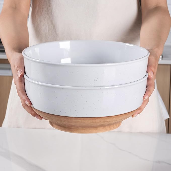 AmorArc 9.8’’ Extra Large Ceramic Salad Bowls, 90 OZ Serving Bowls Set of 2