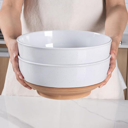 AmorArc 9.8’’ Extra Large Ceramic Salad Bowls, 90 OZ Serving Bowls Set of 2