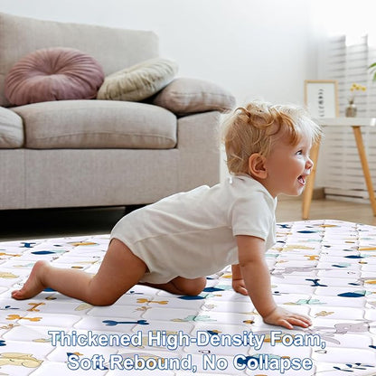 Premium Foam Baby Play Mat 50" X 50", Thicken One-Piece Crawling Mat, Non-Slip Cushioned Activity PlayMats for Infants, Babies, Toddlers, Play & Tummy Time