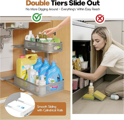 2 Pack 17.3IN-Depth Under Sink Organizer