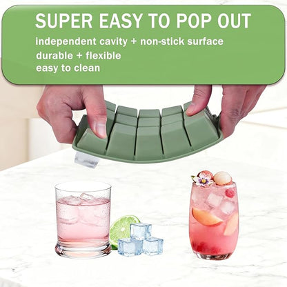 Ice Cube Trays for Freezer, 2 Pack Easy Release Slicone Ice Cube Tray