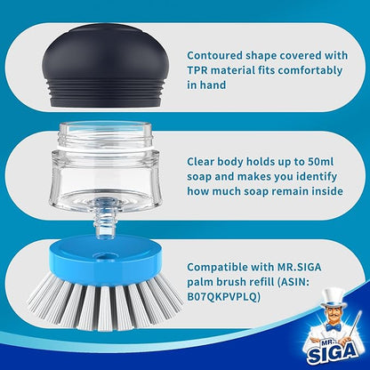 MR.SIGA Soap Dispensing Palm Brush, Kitchen Brush