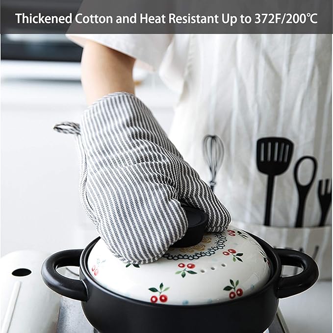 4Pcs Oven Mitts and Pot Holders, Heat Resistant Oven Mitts Set