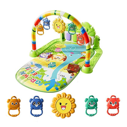 Alive Lovely Baby Gyms Play Mats, Musical Activity Center Baby Piano Gym Mat, Music and Lights Tummy Time Padded Mat for Newborn Newborn 0 to 3 6 9 12 Months
