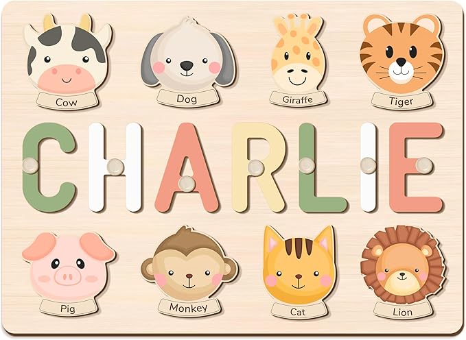 Name Puzzle for Kids Personalized, Custom First Birthday Girl Boy Gifts, Name Puzzles for Toddlers, Personalized Baby Wooden Montessori Toys